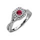 4 - Maisie Prima Ruby and Diamond Halo Engagement Ring 