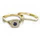 4 - Maisie Prima Blue Sapphire and Diamond Halo Bridal Set Ring 