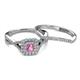 4 - Maisie Prima Pink Sapphire and Diamond Halo Bridal Set Ring 