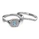 4 - Maisie Prima Aquamarine and Diamond Halo Bridal Set Ring 