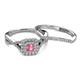4 - Maisie Prima Pink Tourmaline and Diamond Halo Bridal Set Ring 
