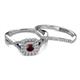 4 - Maisie Prima Red Garnet and Diamond Halo Bridal Set Ring 