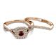 4 - Maisie Prima Red Garnet and Diamond Halo Bridal Set Ring 
