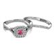 4 - Maisie Prima Rhodolite Garnet and Diamond Halo Bridal Set Ring 