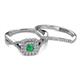 4 - Maisie Prima Emerald and Diamond Halo Bridal Set Ring 