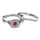 4 - Maisie Prima Ruby and Diamond Halo Bridal Set Ring 