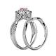 6 - Maisie Prima Pink Tourmaline and Diamond Halo Bridal Set Ring 