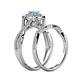 6 - Maisie Prima Blue Topaz and Diamond Halo Bridal Set Ring 