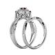 6 - Maisie Prima Red Garnet and Diamond Halo Bridal Set Ring 