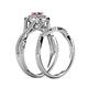 6 - Maisie Prima Rhodolite Garnet and Diamond Halo Bridal Set Ring 