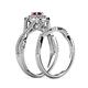 6 - Maisie Prima Ruby and Diamond Halo Bridal Set Ring 