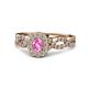 1 - Susan Prima Pink Sapphire and Diamond Halo Engagement Ring 