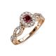 5 - Susan Prima Ruby and Diamond Halo Engagement Ring 