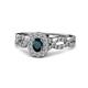 1 - Susan Prima London Blue Topaz and Diamond Halo Engagement Ring 