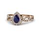 1 - Susan Prima Blue Sapphire and Diamond Halo Engagement Ring 