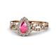 1 - Susan Prima Pink Tourmaline and Diamond Halo Engagement Ring 