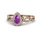 1 - Susan Prima Amethyst and Diamond Halo Engagement Ring 