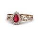 1 - Susan Prima Ruby and Diamond Halo Engagement Ring 