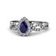1 - Susan Prima Blue Sapphire and Diamond Halo Engagement Ring 
