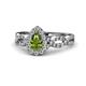1 - Susan Prima Peridot and Diamond Halo Engagement Ring 