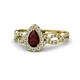 1 - Susan Prima Red Garnet and Diamond Halo Engagement Ring 