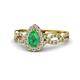 1 - Susan Prima Emerald and Diamond Halo Engagement Ring 