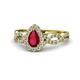 1 - Susan Prima Ruby and Diamond Halo Engagement Ring 