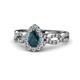 1 - Susan Prima London Blue Topaz and Diamond Halo Engagement Ring 