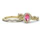 1 - Susan Prima Pink Tourmaline and Diamond Halo Bridal Set Ring 