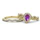 1 - Susan Prima Amethyst and Diamond Halo Bridal Set Ring 