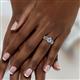 4 - Susan Prima Blue Topaz and Diamond Halo Bridal Set Ring 