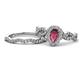 1 - Susan Prima Rhodolite Garnet and Diamond Halo Bridal Set Ring 
