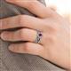 3 - Susan Prima Rhodolite Garnet and Diamond Halo Bridal Set Ring 