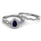 5 - Susan Prima Blue Sapphire and Diamond Halo Bridal Set Ring 