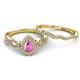5 - Susan Prima Pink Sapphire and Diamond Halo Bridal Set Ring 