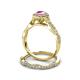 6 - Susan Prima Pink Sapphire and Diamond Halo Bridal Set Ring 