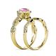 7 - Susan Prima Pink Sapphire and Diamond Halo Bridal Set Ring 