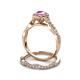 6 - Susan Prima Pink Sapphire and Diamond Halo Bridal Set Ring 