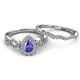 5 - Susan Prima Tanzanite and Diamond Halo Bridal Set Ring 