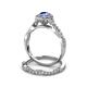6 - Susan Prima Tanzanite and Diamond Halo Bridal Set Ring 