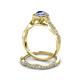 6 - Susan Prima Tanzanite and Diamond Halo Bridal Set Ring 