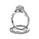 6 - Susan Prima Aquamarine and Diamond Halo Bridal Set Ring 