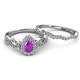5 - Susan Prima Amethyst and Diamond Halo Bridal Set Ring 