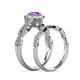 7 - Susan Prima Amethyst and Diamond Halo Bridal Set Ring 
