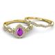 5 - Susan Prima Amethyst and Diamond Halo Bridal Set Ring 