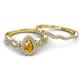 5 - Susan Prima Citrine and Diamond Halo Bridal Set Ring 