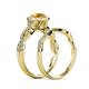 7 - Susan Prima Citrine and Diamond Halo Bridal Set Ring 