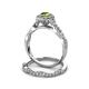 6 - Susan Prima Peridot and Diamond Halo Bridal Set Ring 