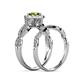 7 - Susan Prima Peridot and Diamond Halo Bridal Set Ring 