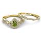 5 - Susan Prima Peridot and Diamond Halo Bridal Set Ring 